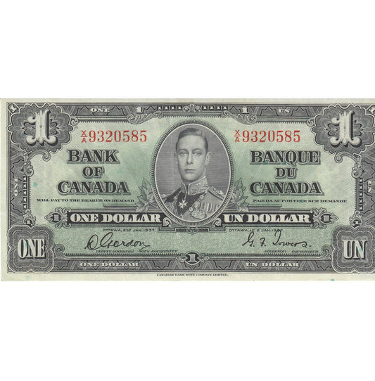 BC-21c 1937 Canada $1 Gordon-Towers, X/A, VF