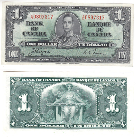 BC-21d 1937 Canada $1 Coyne-Towers, S/N, Extra Fine (EF40)