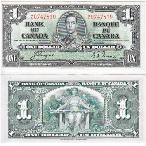 BC-21d 1937 Canada $1 Coyne-Towers, W/N, Almost Uncirculated (AU50)