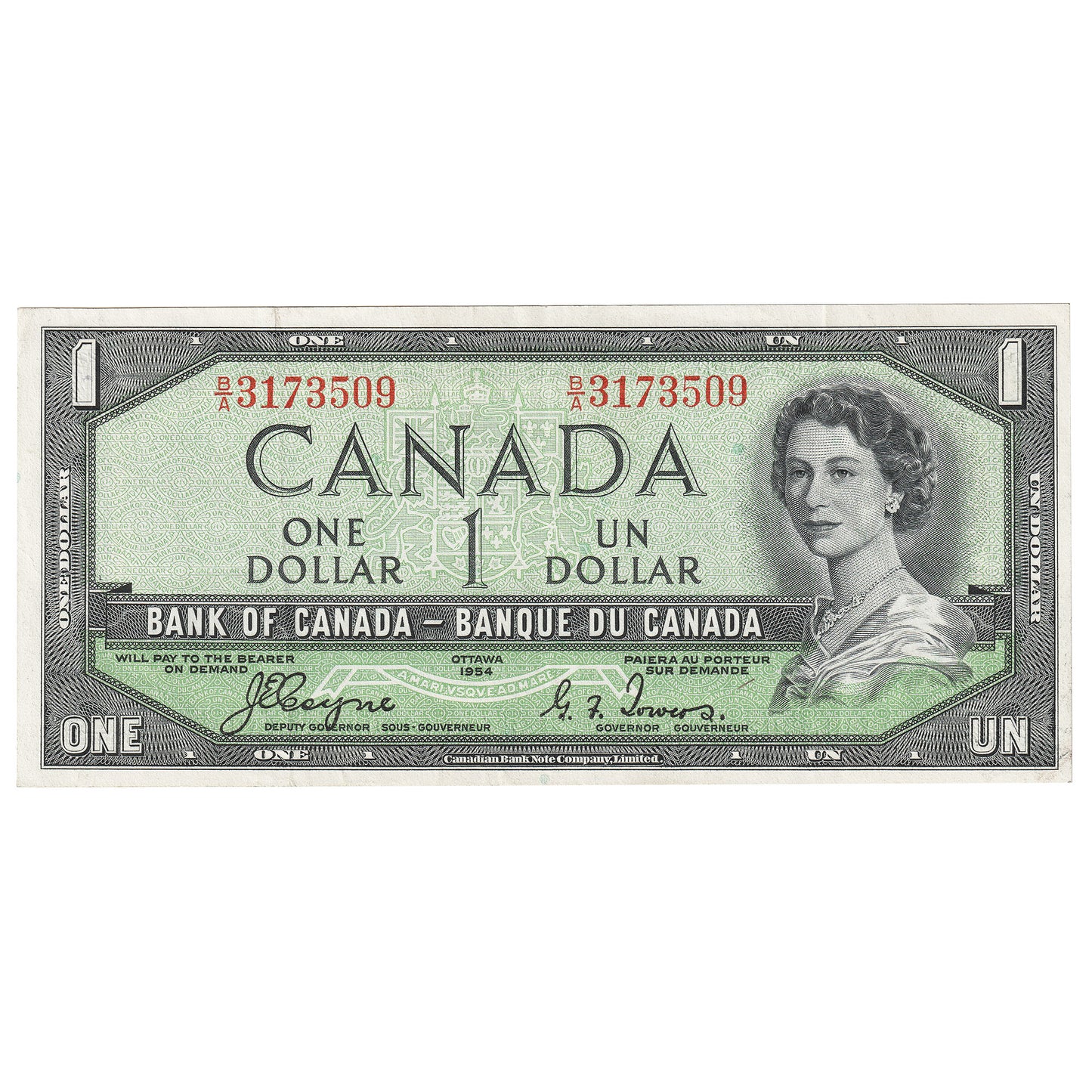 BC-29a 1954 Canada $1 Coyne-Towers, Devil's Face, B/A, EF