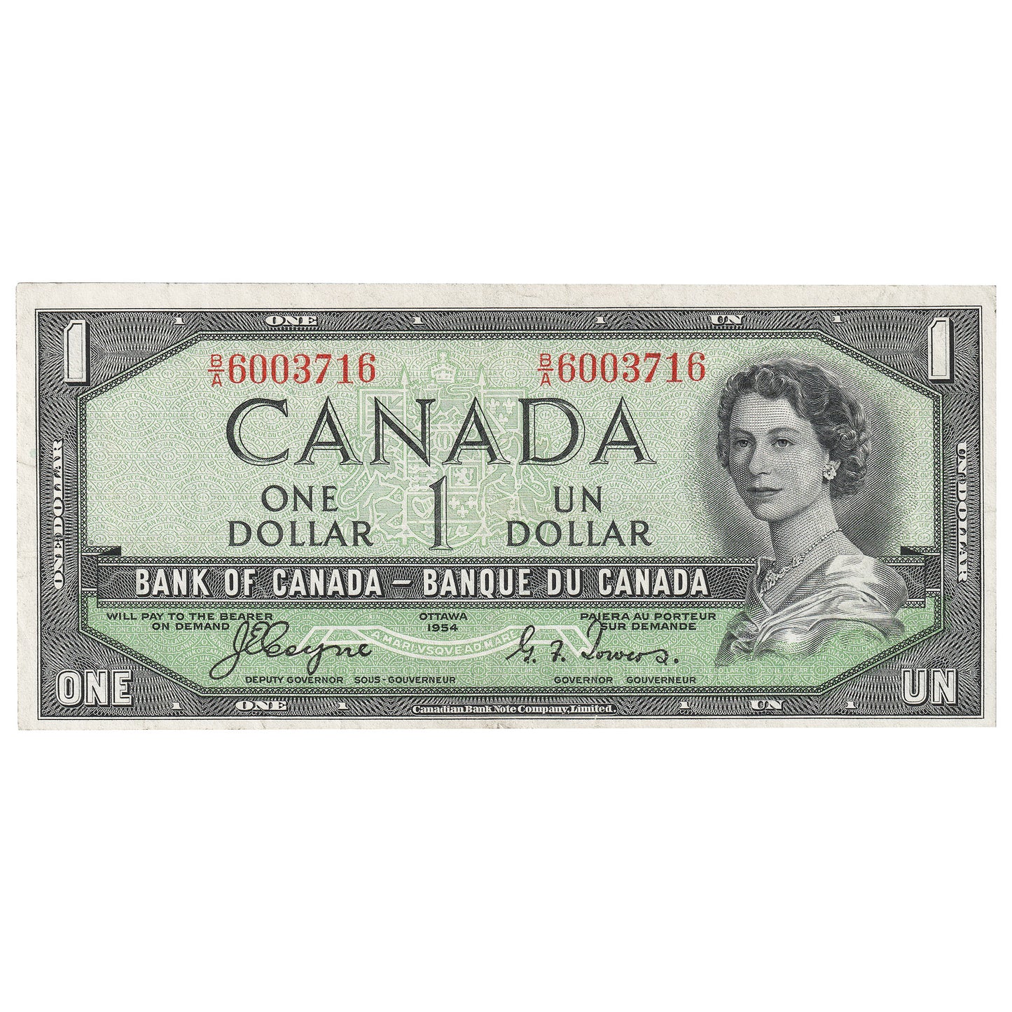 BC-29a 1954 Canada $1 Coyne-Towers, Devil's Face, B/A, VF-EF