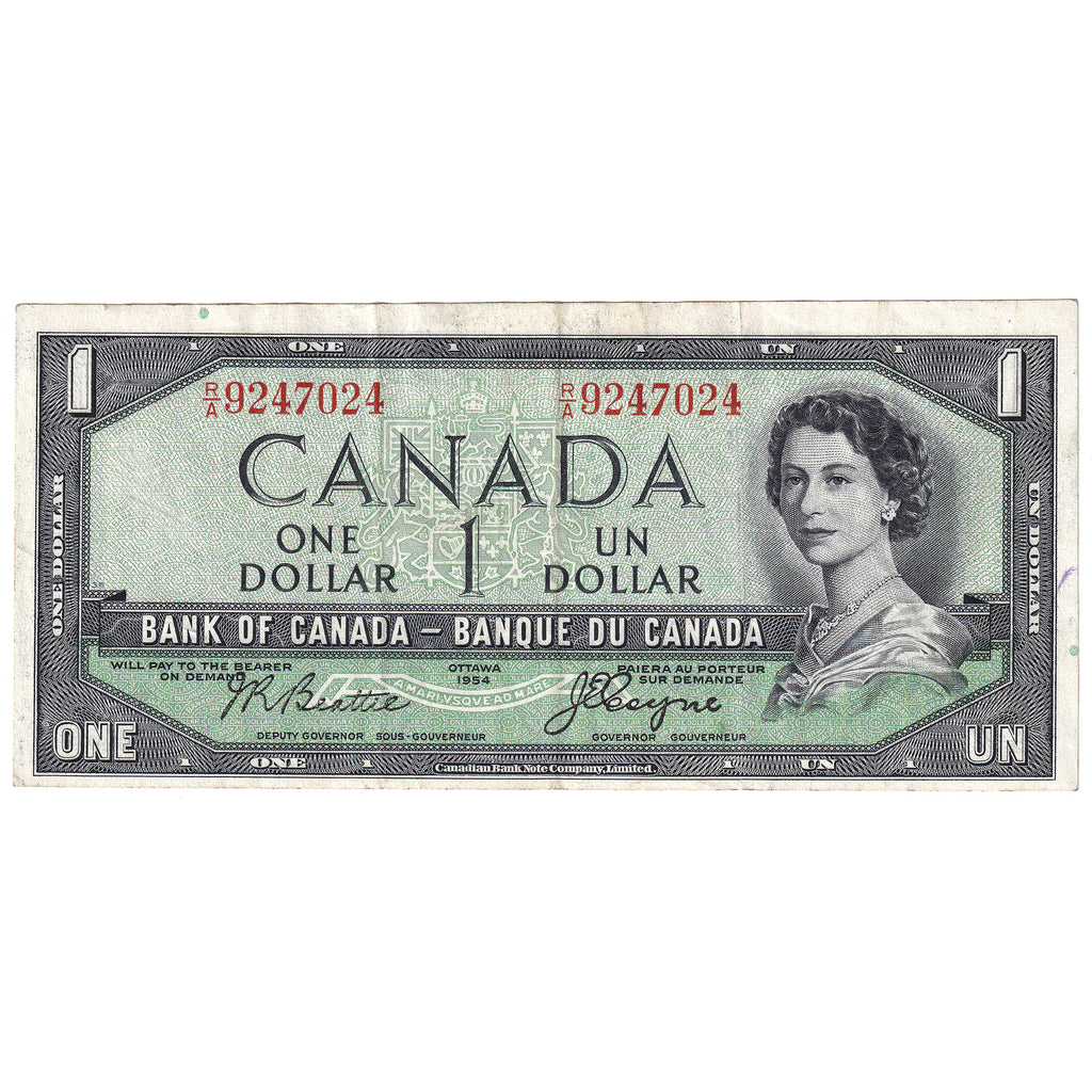 BC-29b 1954 Canada $1 Beattie-Coyne, Devil's Face, R/A, VF-EF (VF30)