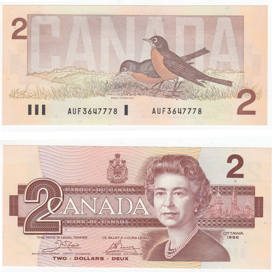 BC-55a 1986 Canada $2 Crow-Bouey, AUF, Choice Uncirculated (CUNC63)