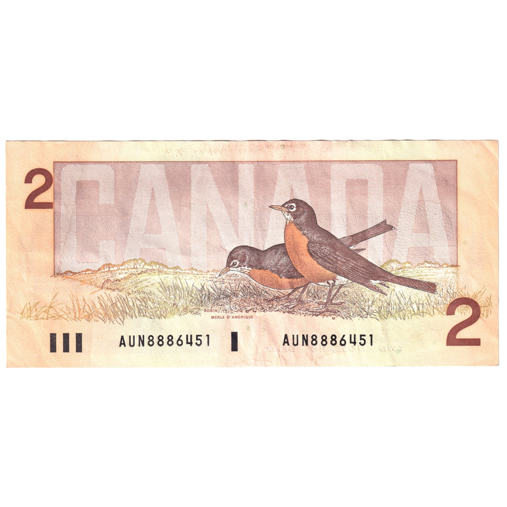 BC-55b 1986 Canada $2 Thiessen-Crow, AUN, Very Fine (VF20)
