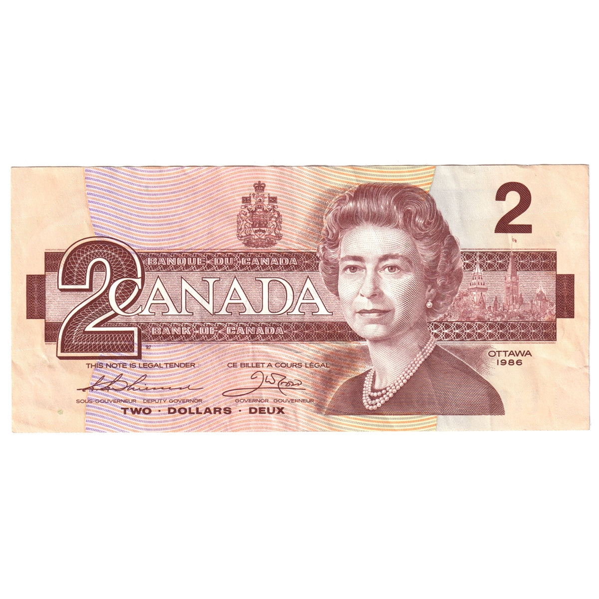 BC-55b 1986 Canada $2 Thiessen-Crow, AUN, Very Fine (VF20)