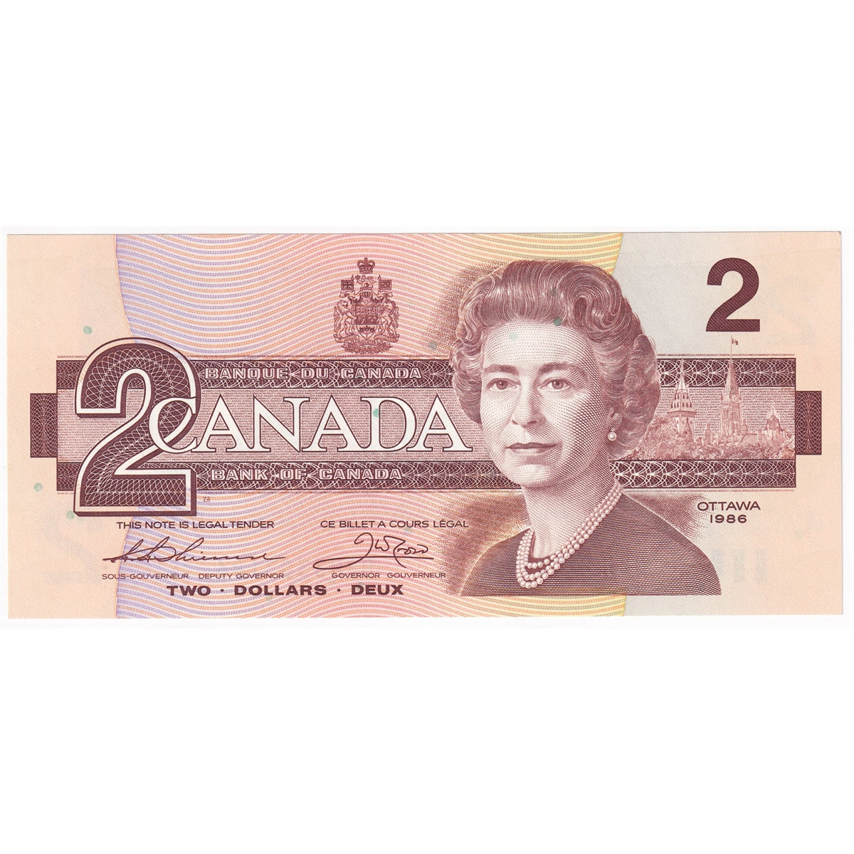 BC-55b 1986 Canada $2 Thiessen-Crow, CBH, Choice Uncirculated (CUNC63)
