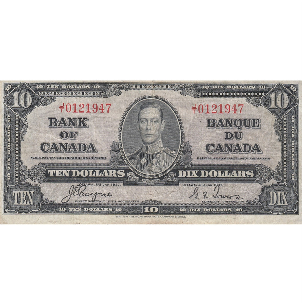 BC-24c 1937 Canada $10 Coyne-Towers, J/T, F
