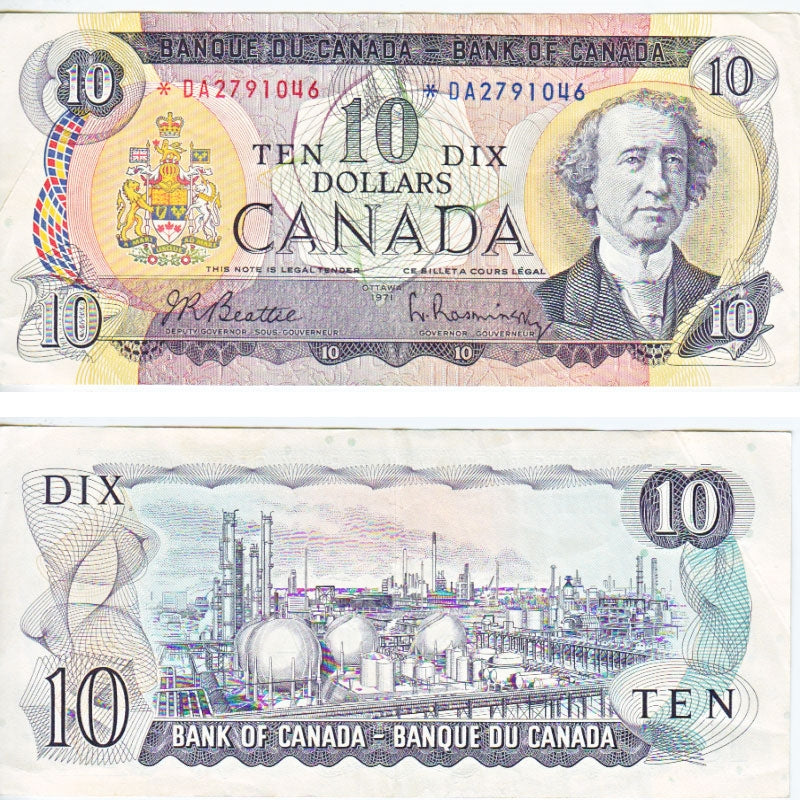 BC-49aA 1971 Canada $10 Beattie-Rasminsky, *DA, VF-EF (VF30)