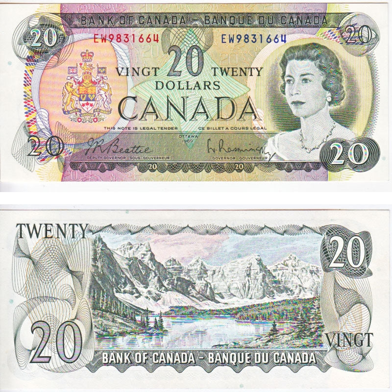 BC-50a 1969 Canada $20 Beattie-Rasminsky, EW, Uncirculated (MS60)