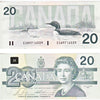 BC-58b 1991 Canada $20 Bonin-Thiessen, ESN, Choice Uncirculated (CUNC63)