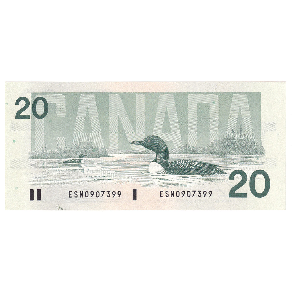 BC-58b 1991 Canada $20 Bonin-Thiessen, ESN, AU-UNC