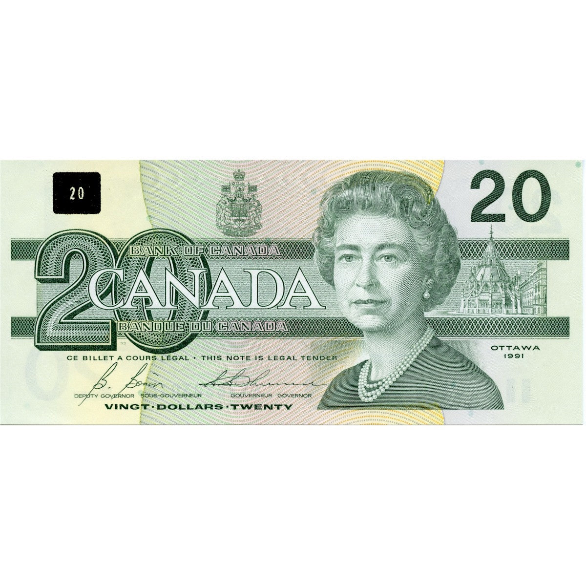 BC-58b 1991 Canada $20 Bonin-Thiessen, ESS, Uncirculated (MS60)