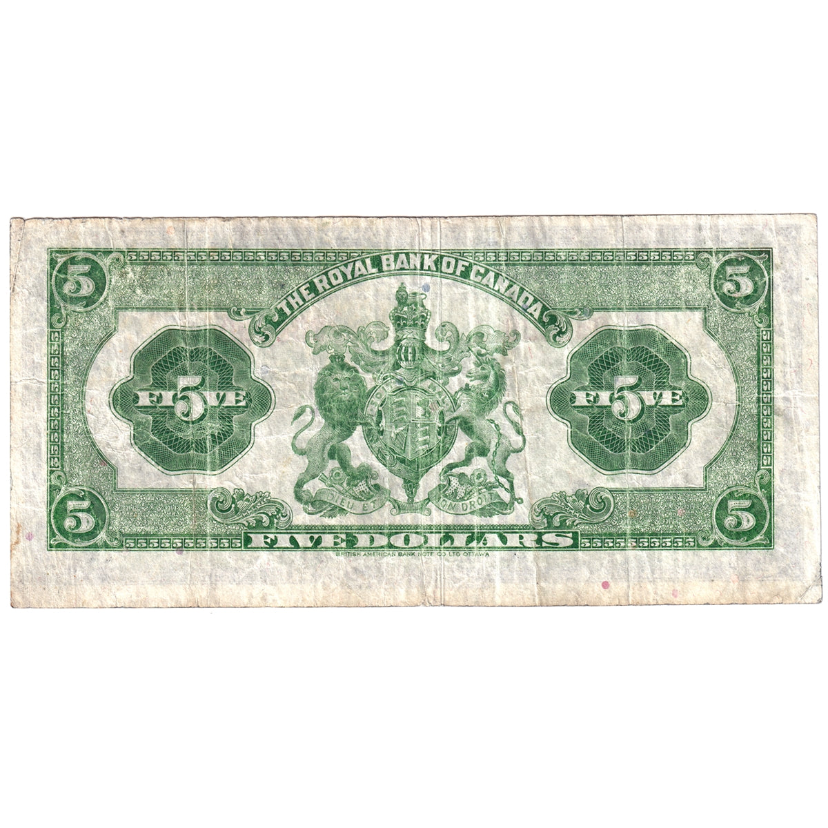 630-18-02a 1935 Royal Bank of Canada $5 Large Signature, F-VF (F15)