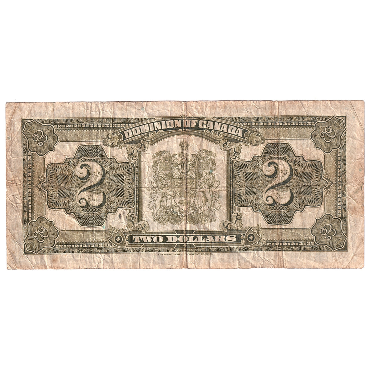 DC-26l 1923 Dominion $2 Campbell-Clark, Black Seal, Group 4, Series W, F-VF (F15)