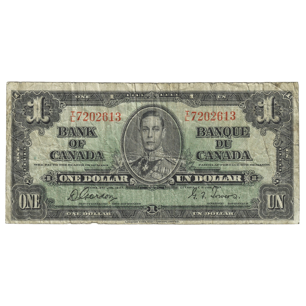 BC-21c 1937 Canada $1 Gordon-Towers, T/L, F