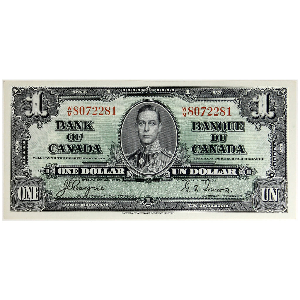 BC-21d 1937 Canada $1 Coyne-Towers, W/M, Almost Uncirculated (AU50)