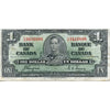 BC-21d 1937 Canada $1 Coyne-Towers, R/N, VF