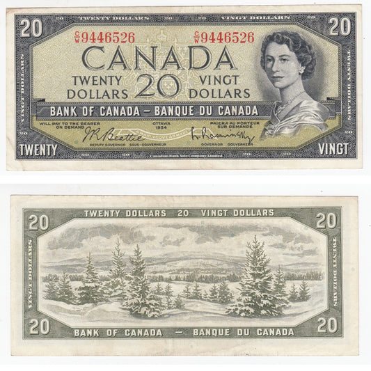 BC-41b 1954 Canada $20 Beattie-Rasminsky, C/W, EF