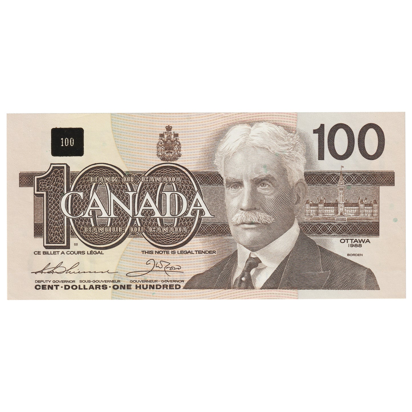 BC-60a-i 1988 Canada $100 Thiessen-Crow, BJD, UNC