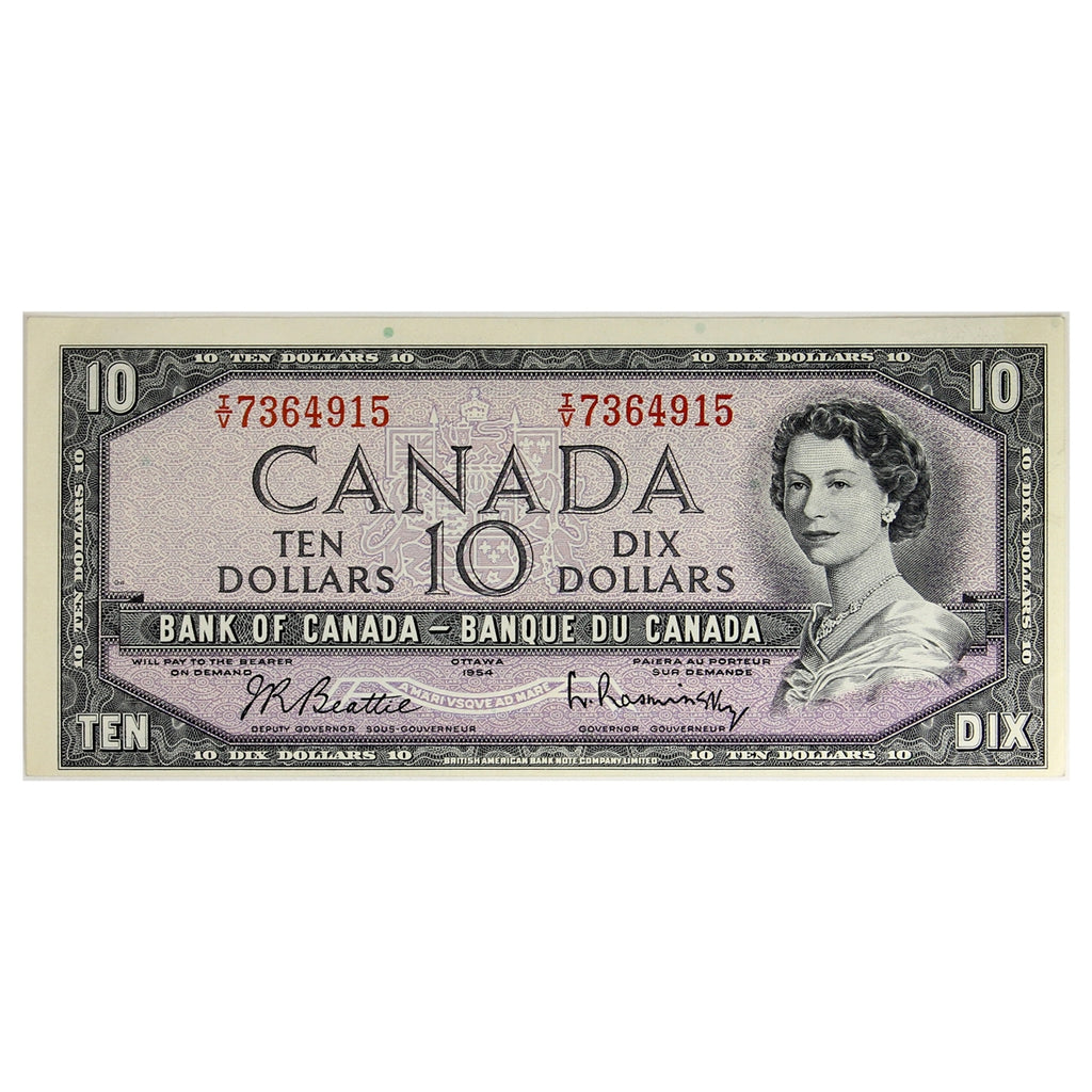BC-40b 1954 Canada $10 Beattie-Rasminsky, I/V, EF-AU (EF45)