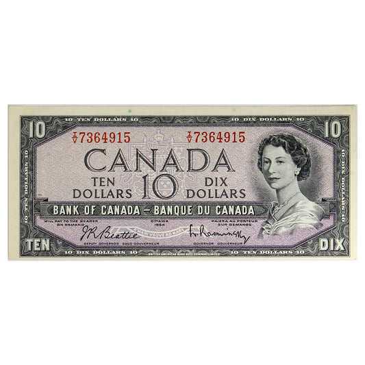 BC-40b 1954 Canada $10 Beattie-Rasminsky, I/V, EF-AU (EF45)