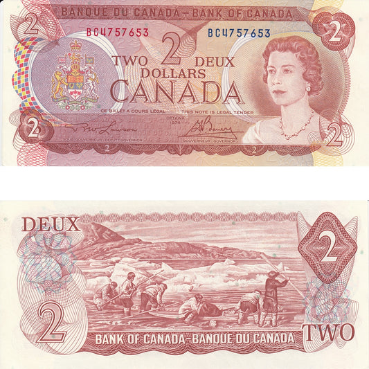 BC-47a 1974 Canada $2 Lawson-Bouey, BC, Original Tint, Uncirculated (MS60)