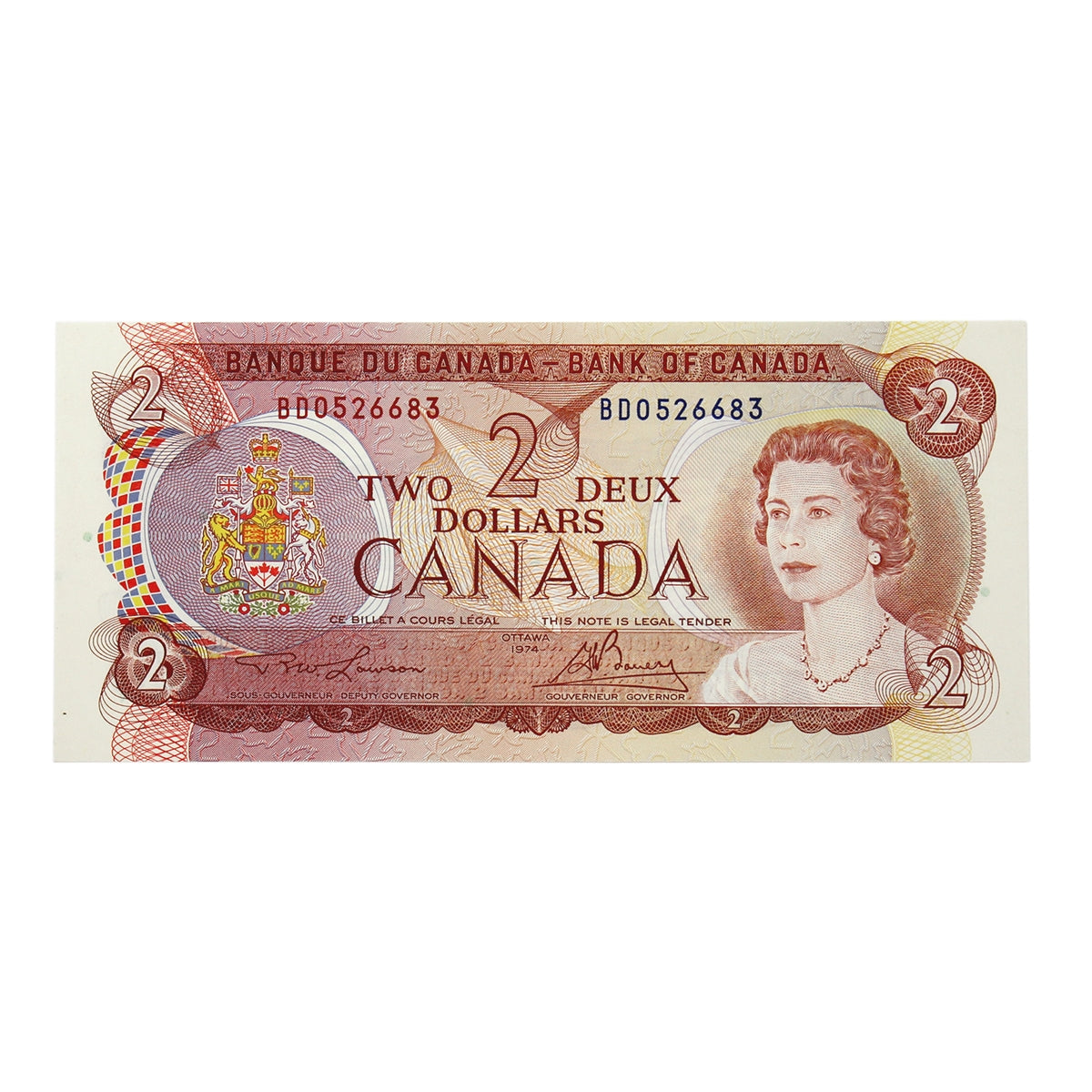 BC-47a 1974 Canada $2 Lawson-Bouey, BD, Uncirculated (MS60)