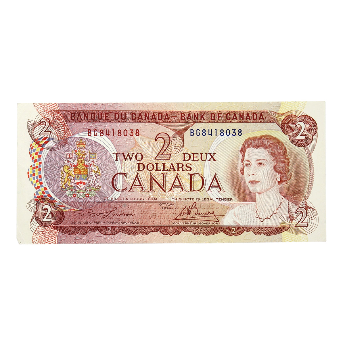 BC-47a 1974 Canada $2 Lawson-Bouey, BG, Extra Fine (EF40)