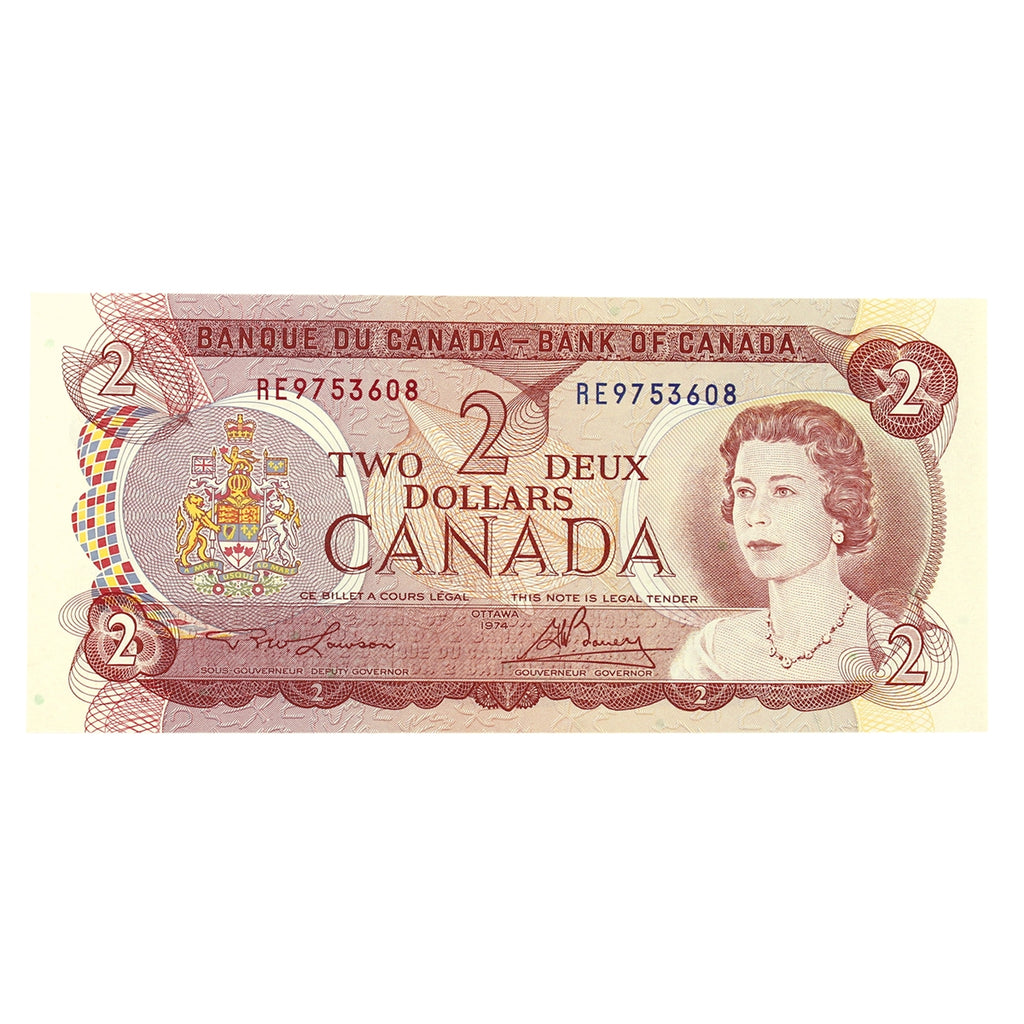 BC-47a 1974 Canada $2 Lawson-Bouey, RE, Extra Fine (EF40)