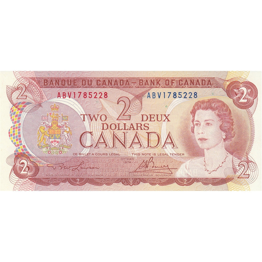 BC-47a-i 1974 Canada $2 Lawson-Bouey, ABV, Uncirculated (MS60)