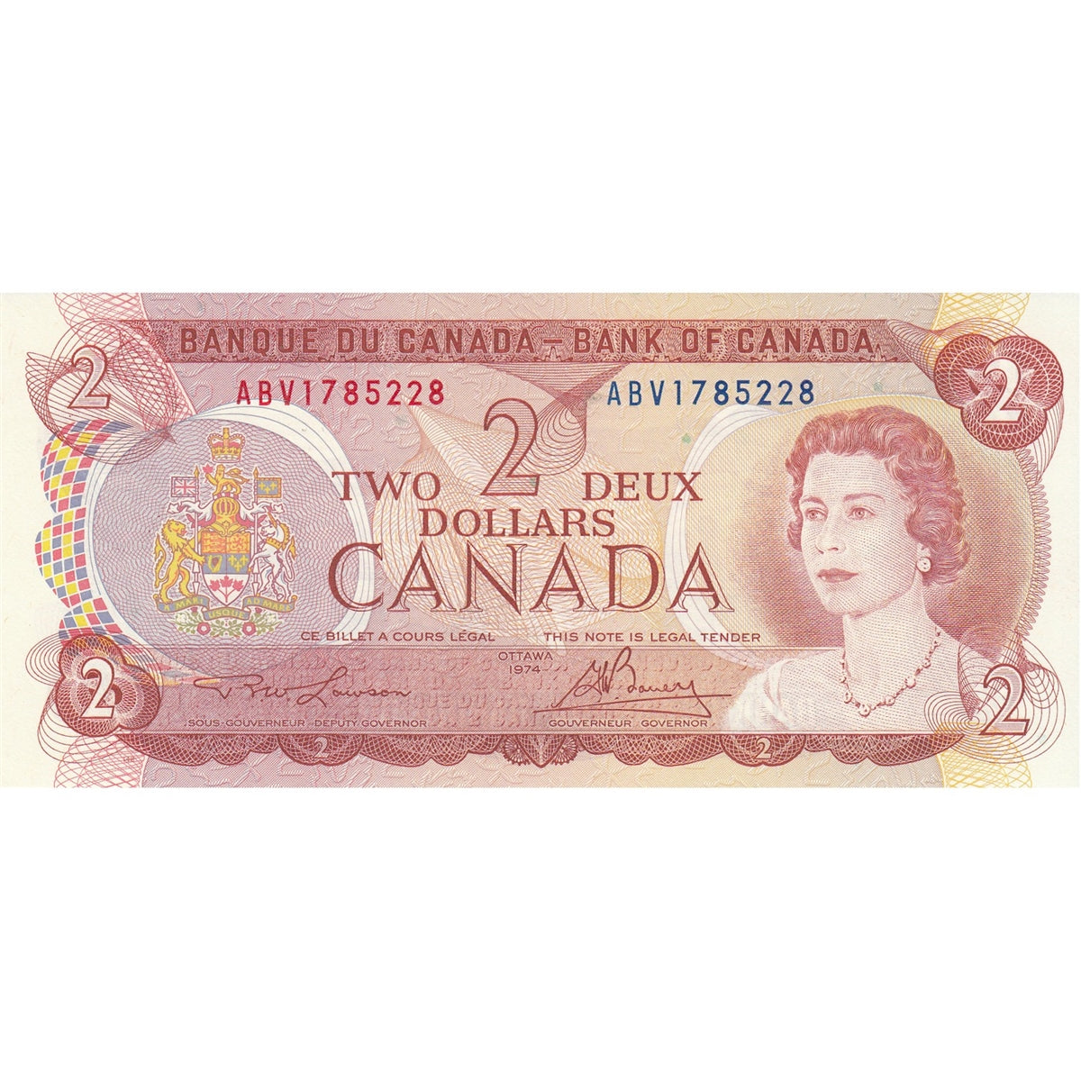 BC-47a-i 1974 Canada $2 Lawson-Bouey, ABV, Uncirculated (MS60)