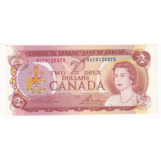 BC-47a-i 1974 Canada $2 Lawson-Bouey, AGE, Choice Uncirculated (CUNC63)