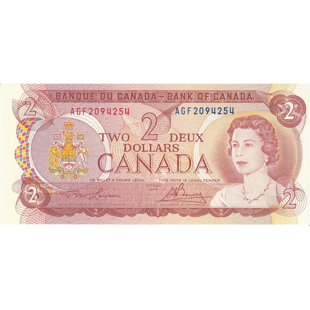BC-47a-i 1974 Canada $2 Lawson-Bouey, AGF, Uncirculated (MS60)
