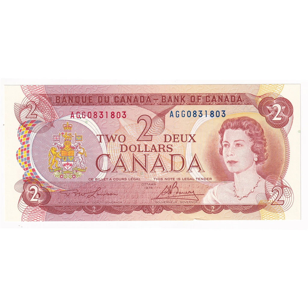 BC-47a-i 1974 Canada $2 Lawson-Bouey, AGG, EF-AU (EF45)