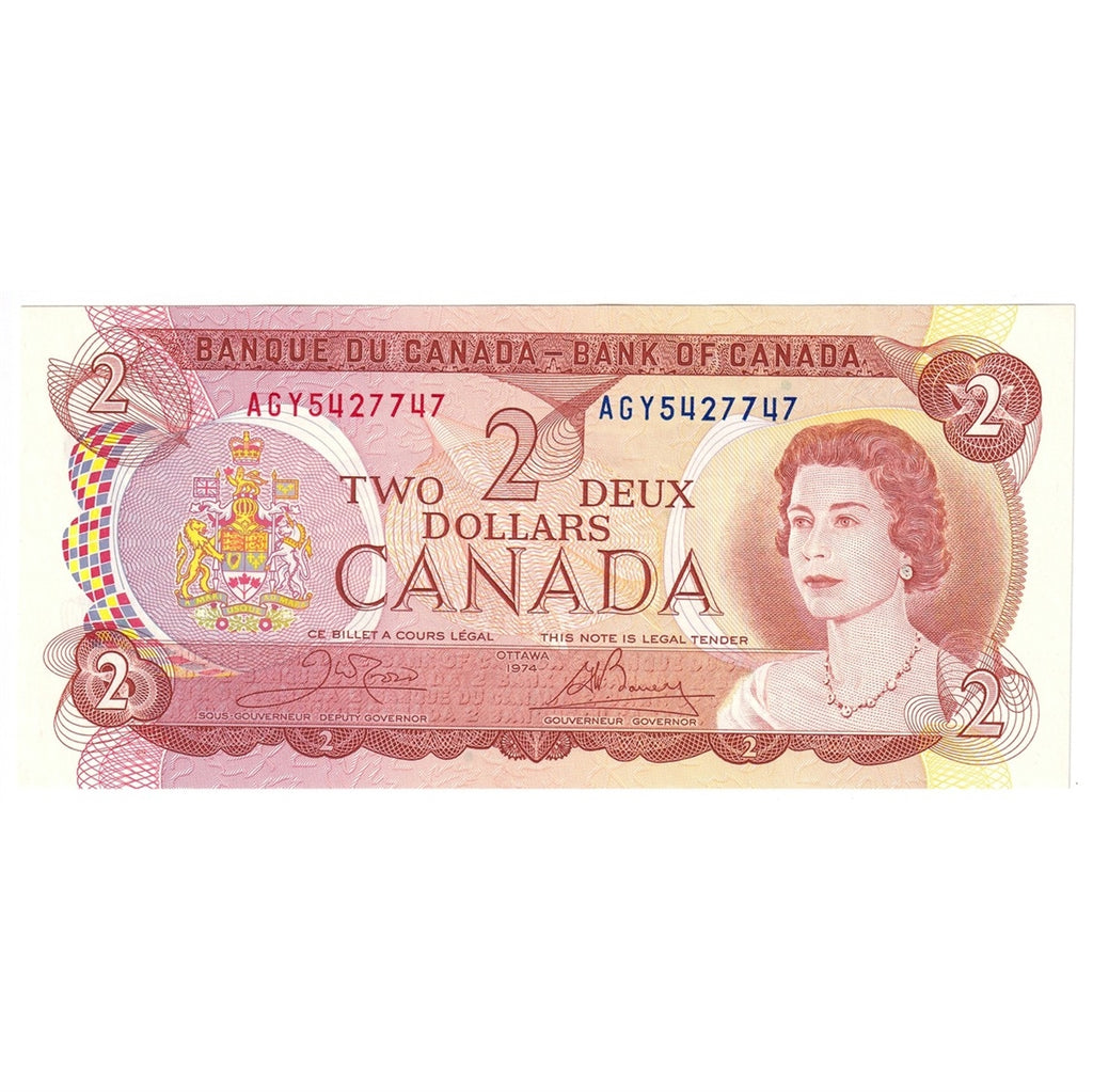 BC-47b 1974 Canada $2 Crow-Bouey, AGY, Choice Uncirculated (CUNC63)