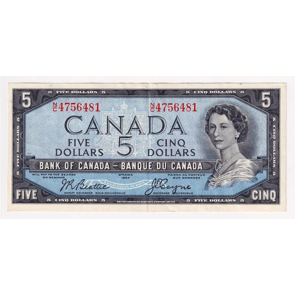 BC-39a 1954 Canada $5 Beattie-Coyne, N/C, Extra Fine (EF40)