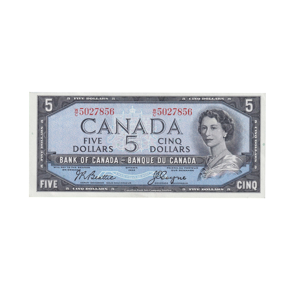 BC-39a-i 1954 Canada $5 Beattie-Coyne, W/C, AU-UNC (AU55)