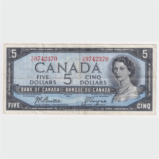 BC-39a-i 1954 Canada $5 Beattie-Coyne, T/C, VF