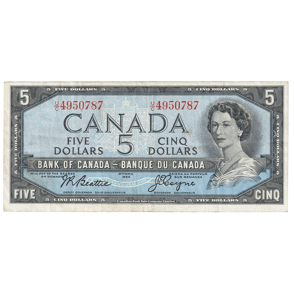 BC-39a-i 1954 Canada $5 Beattie-Coyne, U/C, Very Fine (VF20)