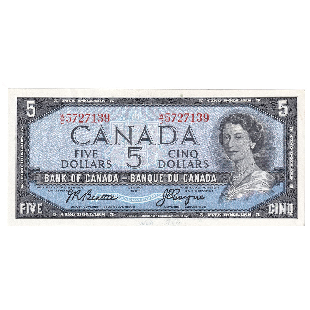 BC-39a-i 1954 Canada $5 Beattie-Coyne, W/C, EF-AU (EF45)