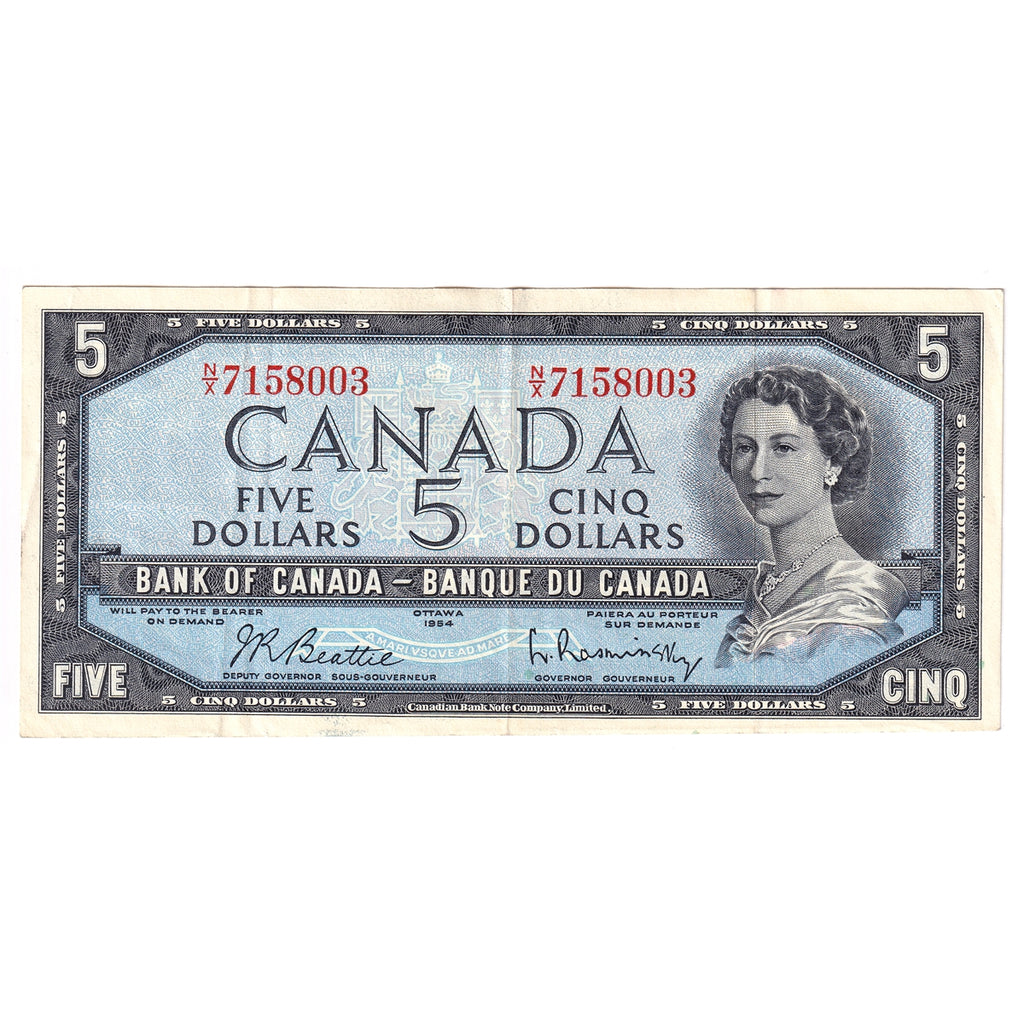 BC-39b 1954 Canada $5 Beattie-Rasminsky, N/X, VF-EF (VF30)