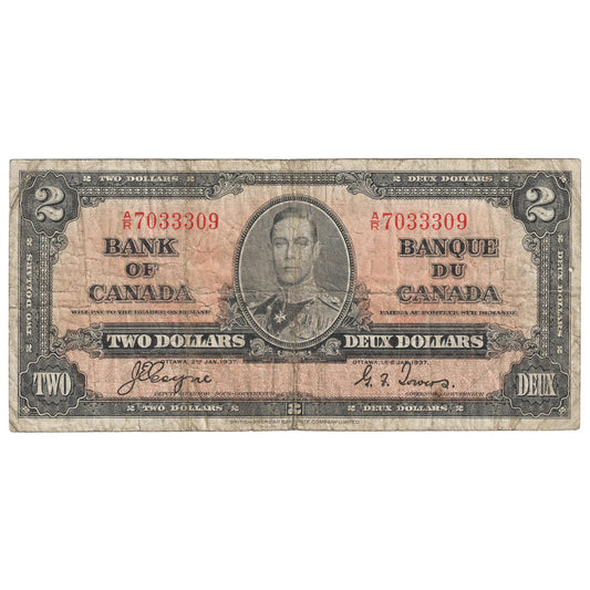 BC-22c 1937 Canada $2 Coyne-Towers, A/R, VG