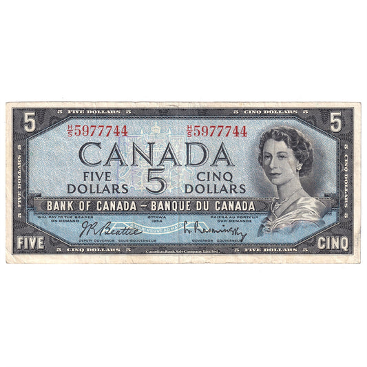BC-39b 1954 Canada $5 Beattie-Rasminsky, H/S, VF