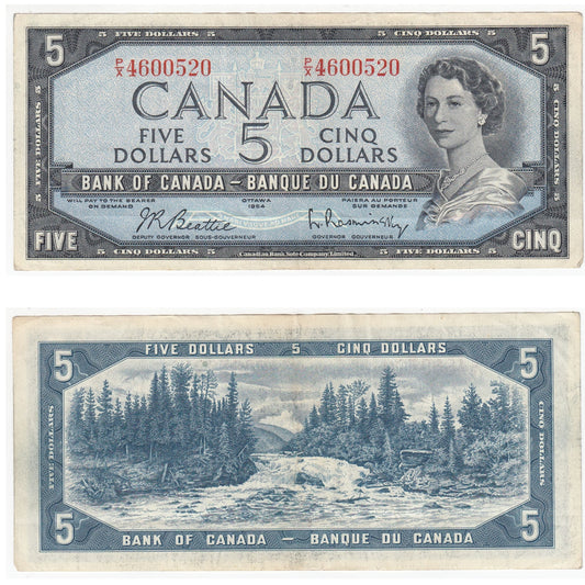 BC-39b 1954 Canada $5 Beattie-Rasminsky, P/X, VF