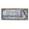 BC-39b 1954 Canada $5 Beattie-Rasminsky, X/S, Very Fine (VF20)