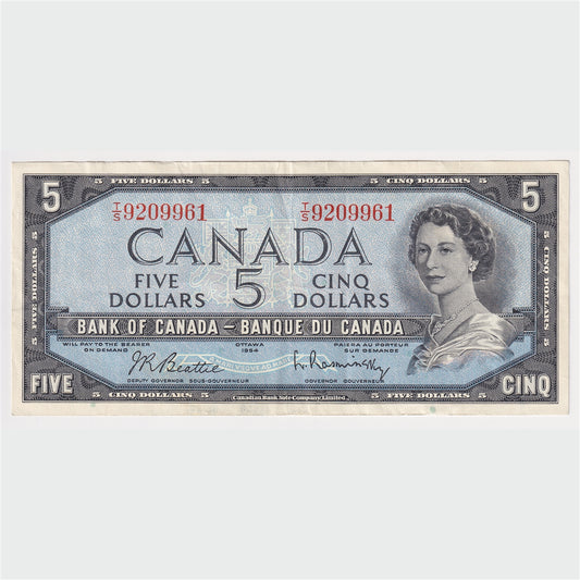 BC-39b 1954 Canada $5 Beattie-Rasminsky, T/S, EF