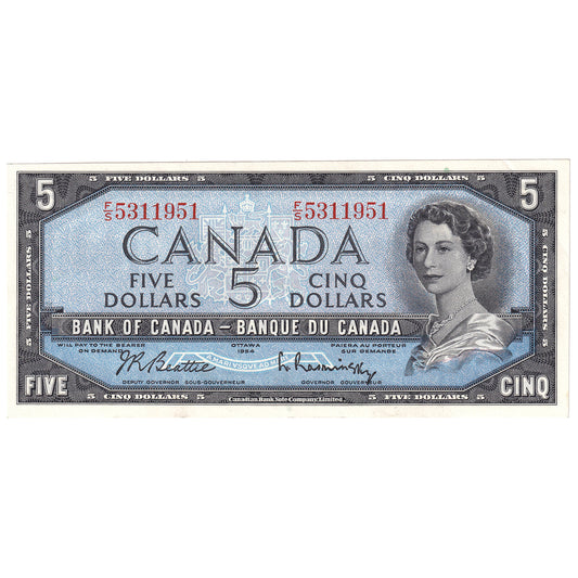 BC-39b 1954 Canada $5 Beattie-Rasminsky, F/S, AU-UNC