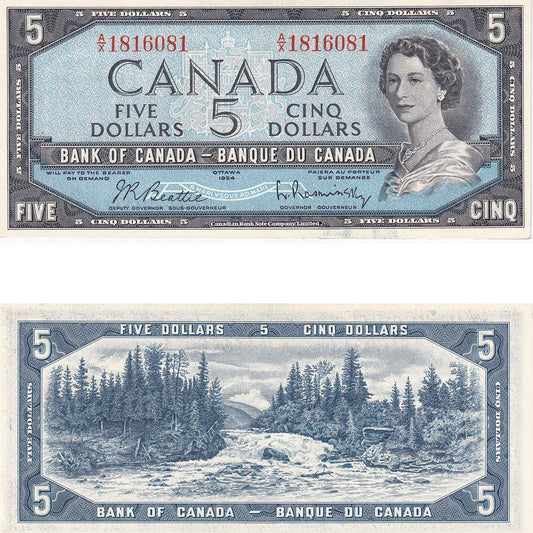 BC-39b 1954 Canada $5 Beattie-Rasminsky, A/X, AU-UNC