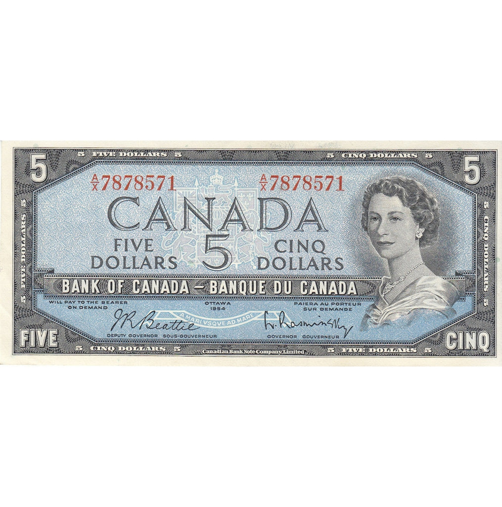 BC-39b 1954 Canada $5 Beattie-Rasminsky, A/X, Extra Fine (EF40)