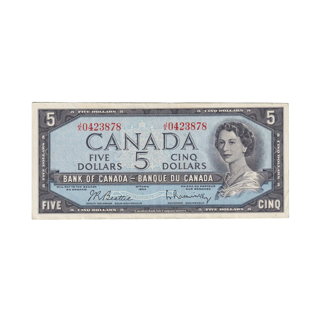 BC-39b 1954 Canada $5 Beattie-Rasminsky, J/X, VF-EF (VF30)